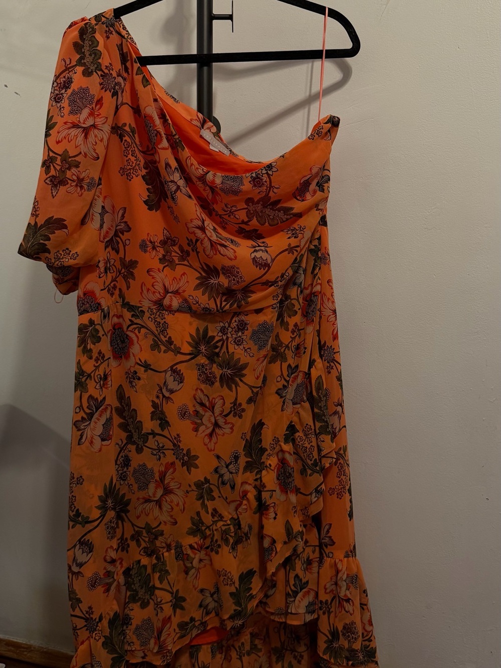 Chelsea28 One-Shoulder Floral Orange Maxi Dress